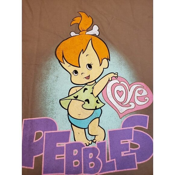 The Flintstones Pebbles Graphic T-shirt Mens Size L Brown Civil Assets Collab - Picture 2 of 5